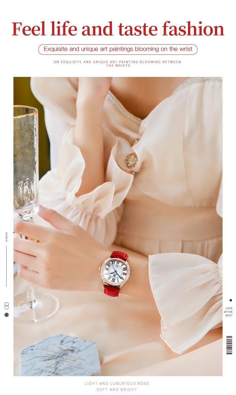 Brand watch diamond - encrusted outer ring single calendar ladies quartz watch waterproof watch 5511 - Checkouts USA