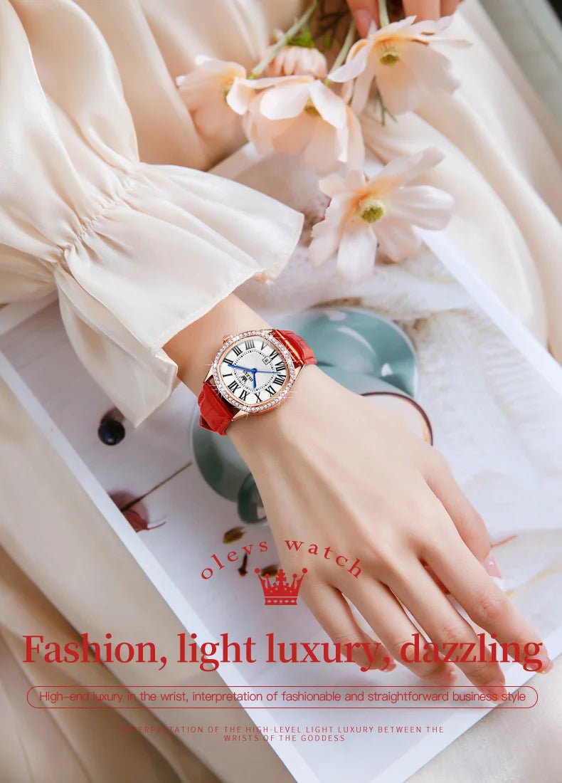 Brand watch diamond - encrusted outer ring single calendar ladies quartz watch waterproof watch 5511 - Checkouts USA