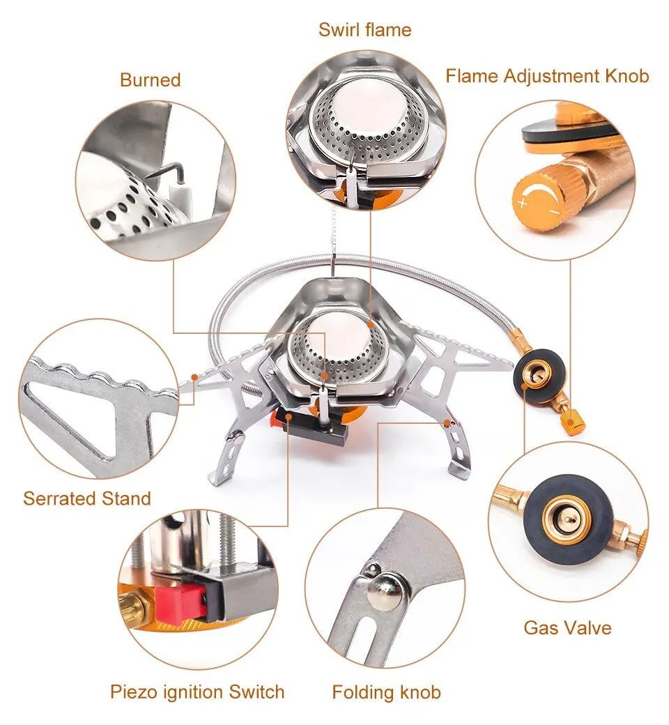 Camping Tourist Burner Big Power Gas Stove Cookware Portable Furnace Picnic Barbecue Tourism Supplies Outdoor recreation - Checkouts UK