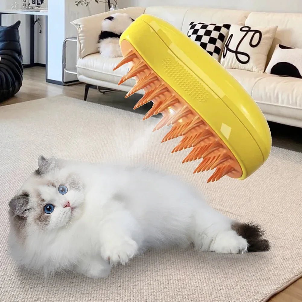 Cat Dog Pet Spray Massage Brush 3 in 1 One Button Steam Spray Folding Rotatable Floating Hair Bath Hair Removal Brush Comb - Checkouts UK