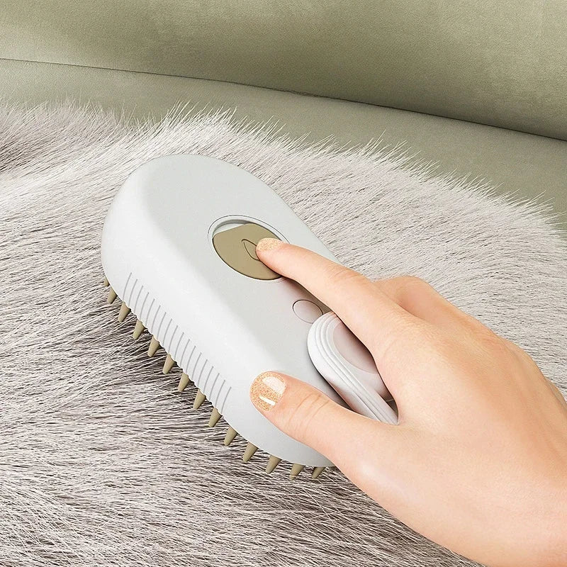 Cat Dog Pet Spray Massage Brush 3 in 1 One Button Steam Spray Folding Rotatable Floating Hair Bath Hair Removal Brush Comb - Checkouts UK