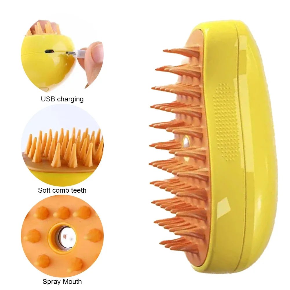 Cat Dog Pet Spray Massage Brush 3 in 1 One Button Steam Spray Folding Rotatable Floating Hair Bath Hair Removal Brush Comb - Checkouts UK