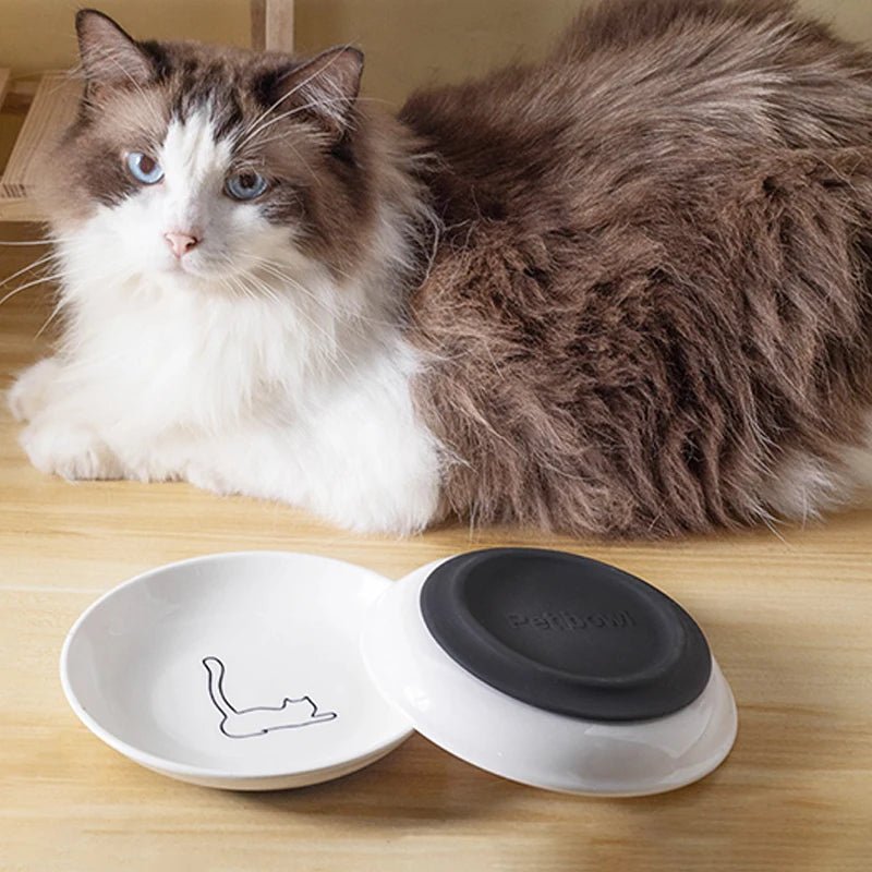 Cat Plates With Silicone Anti Slip Pad Pet Cat Snack Bowl Cute Kitten Food Bowl Pet Kitten Water Bowl Pet Supplies - Checkouts UK