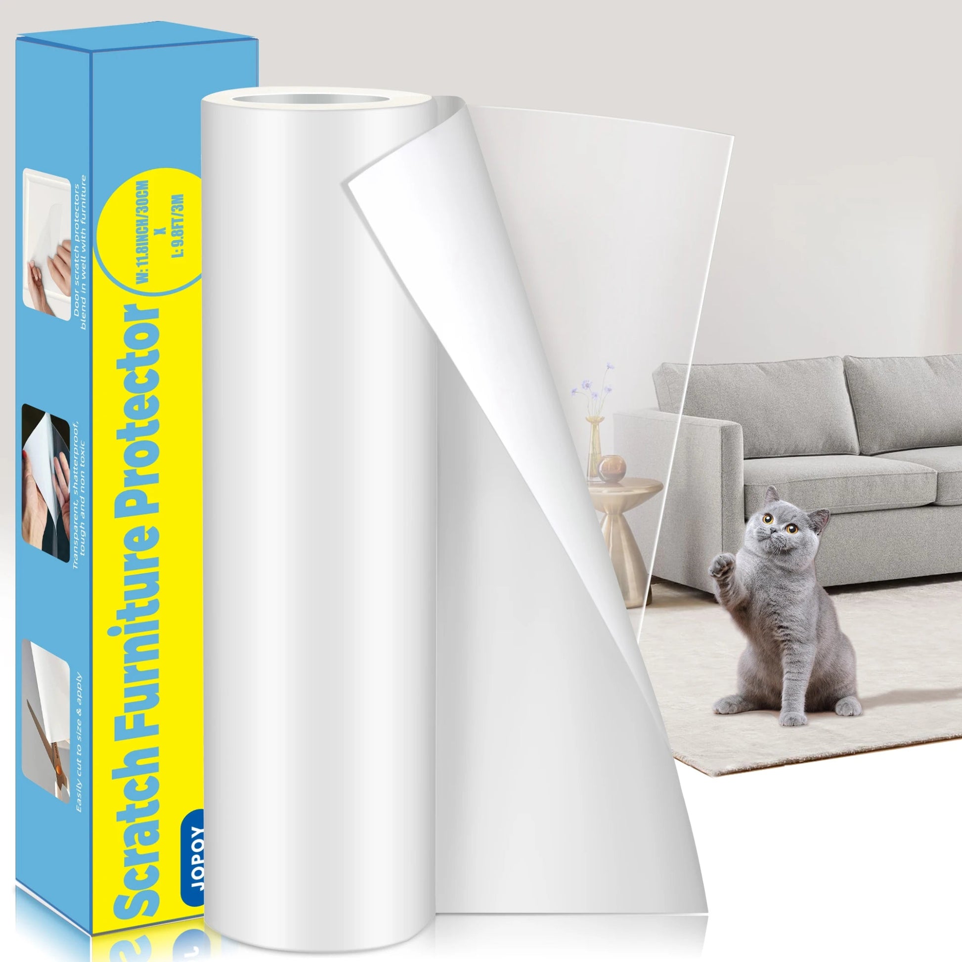 Cat Scratch Deterrent Tape Furniture Protectors for Cats Transparent Self - Adhesive Pet Training Tape for Furniture 11,8 "x9,8ft - Checkouts UK