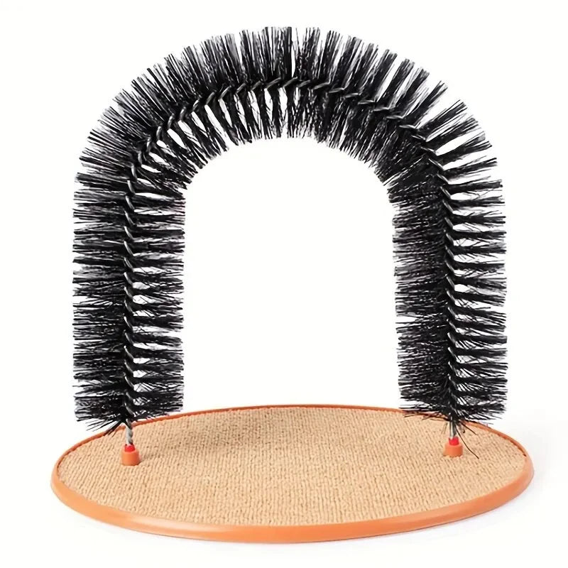 Cat Toy Arch Self Groome Pamper Feline with A Massage Grooming Rubbing Brush with Scratching Pad Toy for Cats Interactive Toys - Furbury