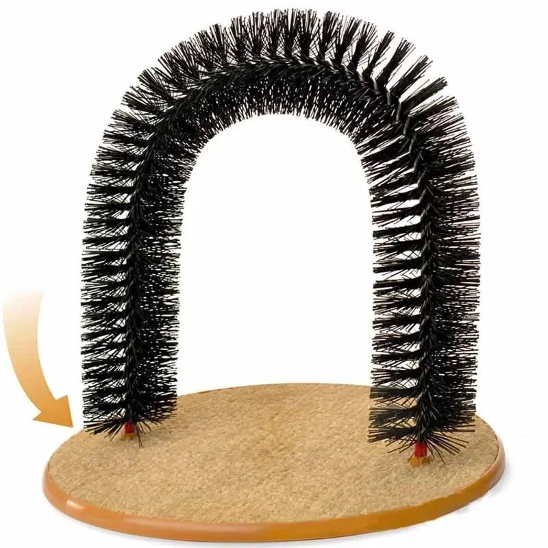 Cat Toy Arch Self Groome Pamper Feline with A Massage Grooming Rubbing Brush with Scratching Pad Toy for Cats Interactive Toys - Furbury