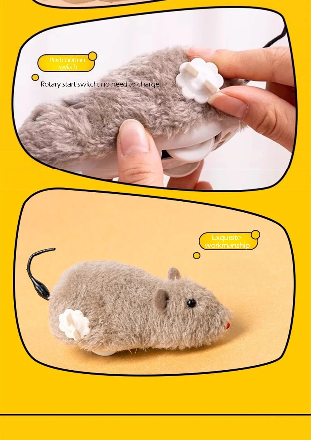 Cat Toys Clockwork Simulation Mouse No Batteries Durable Indoor Cat Hi - Lo Relieve Boredom Interactive Plush Toys Pet Toys - Checkouts UK