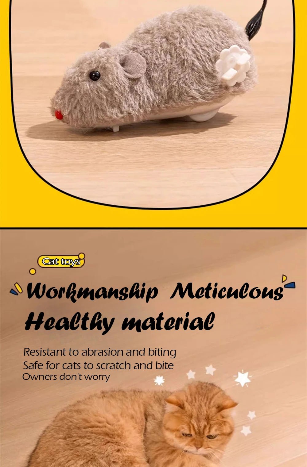 Cat Toys Clockwork Simulation Mouse No Batteries Durable Indoor Cat Hi - Lo Relieve Boredom Interactive Plush Toys Pet Toys - Checkouts UK