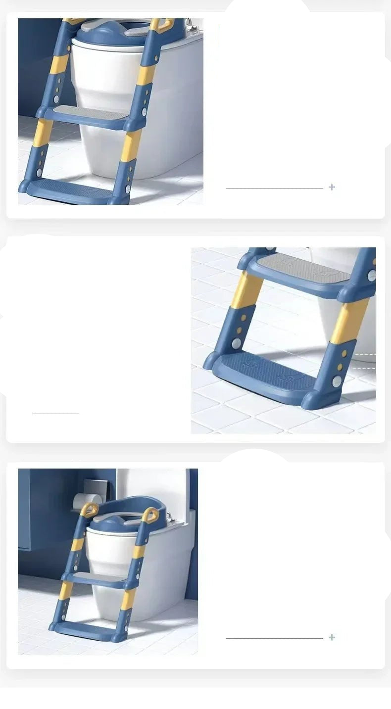 Children's Toilet Seat Stairway Baby Boys and Girls Toilet Folding Stand Step Stool Children's Step Toilet Seat Ring - Checkouts UK