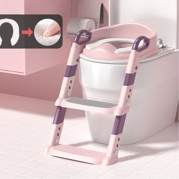 Children's Toilet Seat Stairway Baby Boys and Girls Toilet Folding Stand Step Stool Children's Step Toilet Seat Ring - Checkouts UK