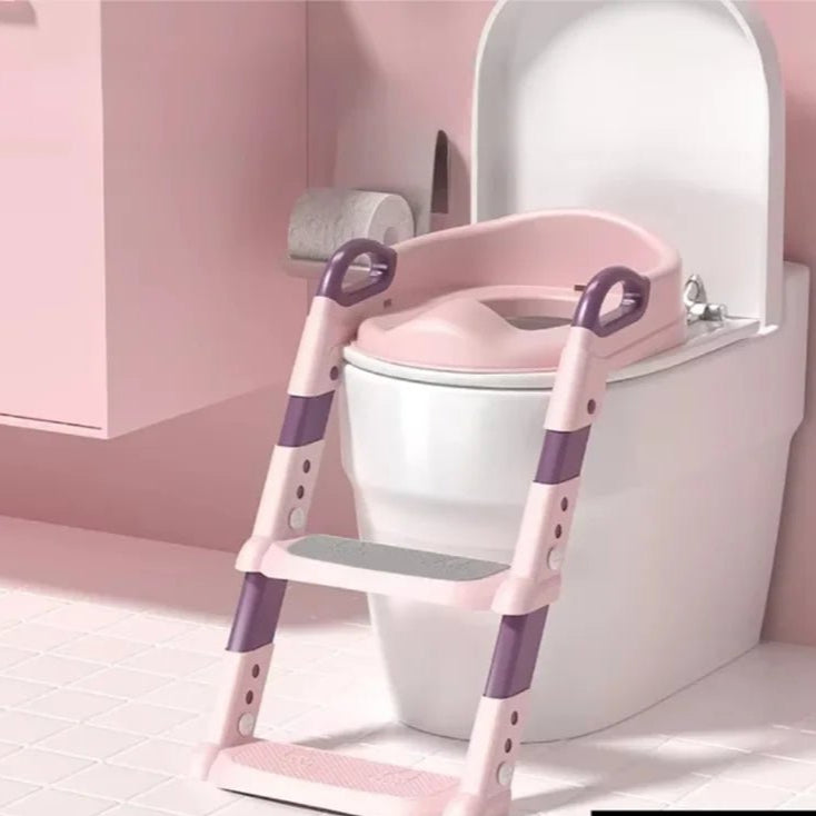 Children's Toilet Seat Stairway Baby Boys and Girls Toilet Folding Stand Step Stool Children's Step Toilet Seat Ring - Checkouts UK