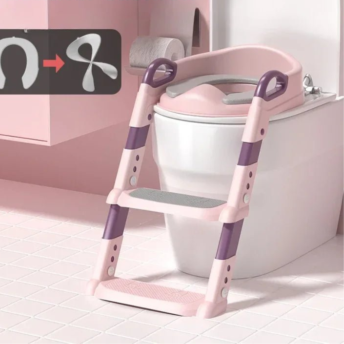 Children's Toilet Seat Stairway Baby Boys and Girls Toilet Folding Stand Step Stool Children's Step Toilet Seat Ring - Checkouts UK