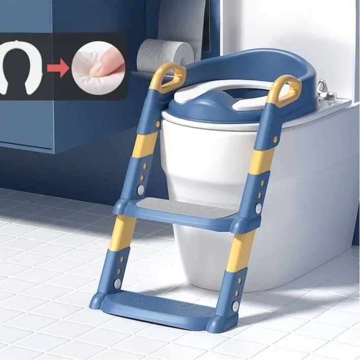 Children's Toilet Seat Stairway Baby Boys and Girls Toilet Folding Stand Step Stool Children's Step Toilet Seat Ring - Checkouts UK