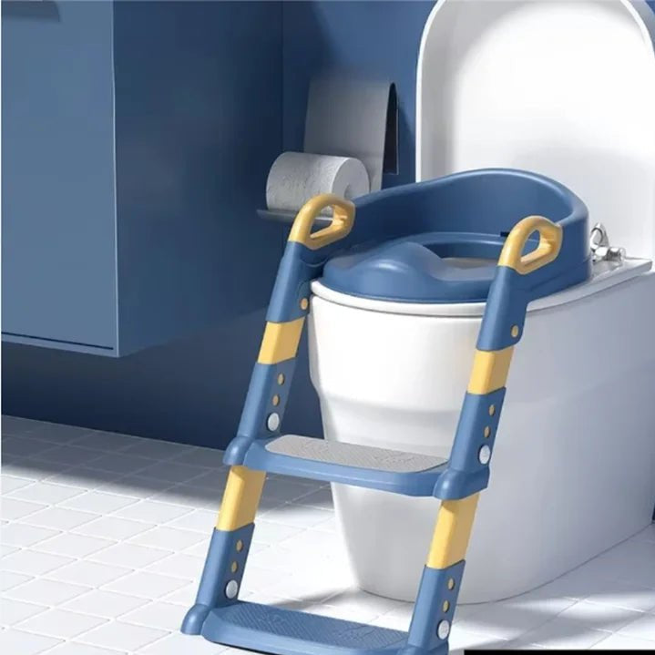 Children's Toilet Seat Stairway Baby Boys and Girls Toilet Folding Stand Step Stool Children's Step Toilet Seat Ring - Checkouts UK
