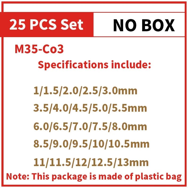 Cobalt High Speed Steel Twist Drill Bit M35 Tool Set for Metal and Stainless Steel Drilling Accessories - Checkouts USA