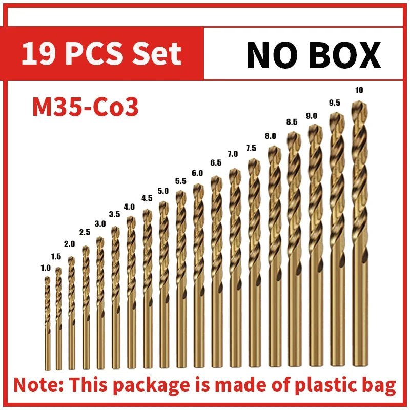 Cobalt High Speed Steel Twist Drill Bit M35 Tool Set for Metal and Stainless Steel Drilling Accessories - Checkouts USA