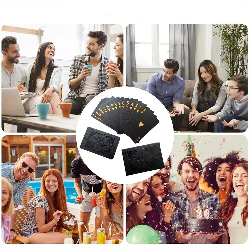 Color Black Gold Playing Card Game Card Group Waterproof Poker Suit Magic Dmagic Package Board Game Gift Collection - Checkouts UK