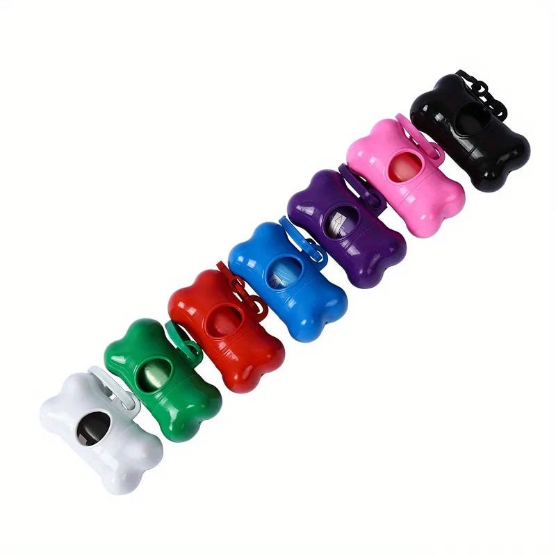 Colorful Bone - Shaped Dog Poop Bag Dispensers With 1 Disposable Bags, Portable Pet Waste Holder, For Outdoor Walks And Training - Furbury