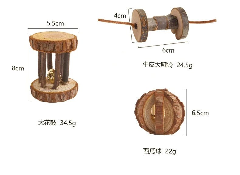 Combination Hamsters Rabbit Rat Toys Hamster Toys Set Pet Rabbit Guinea Pig Parrot Play Molar Wooden Supplies - Furbury