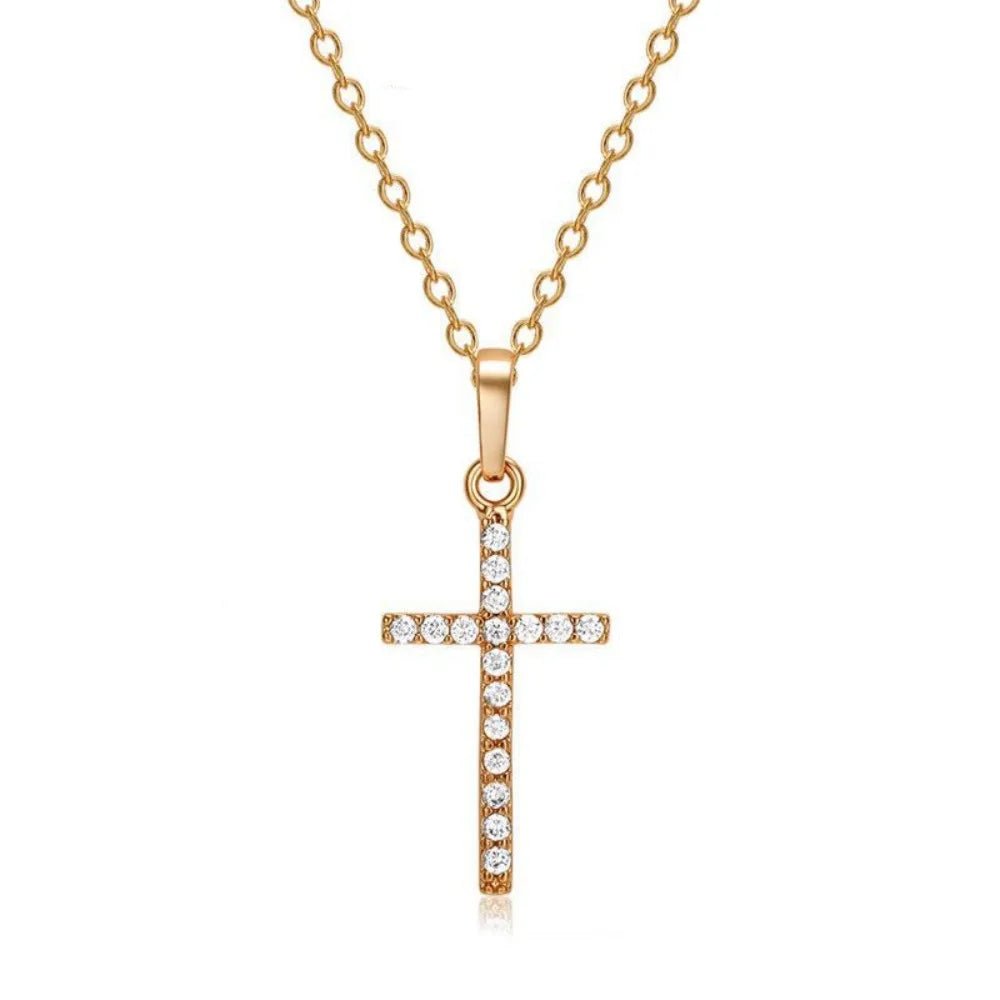 Cross Pendant Rhinestone Inlay Adjustable Necklaces Women Solid Color Solid Color Summer Pendant Necklace Jewellery Women - Checkouts USA
