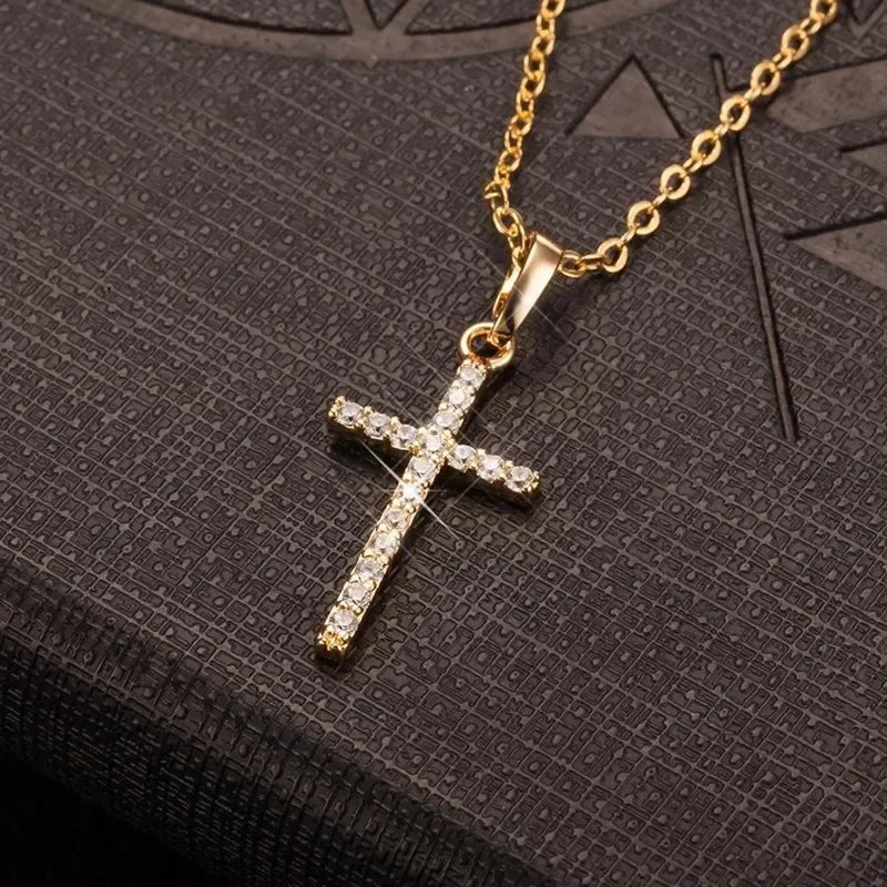 Cross Pendant Rhinestone Inlay Adjustable Necklaces Women Solid Color Solid Color Summer Pendant Necklace Jewellery Women - Checkouts USA