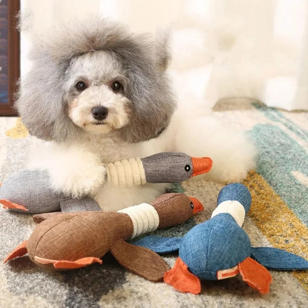 Cute Dog Plush Toys Pet Duck Squeak Toy for Puppy Sound Wild Goose Chew Toy for Small Middle Large Dogs Teeth Cleaning Toys - Furbury