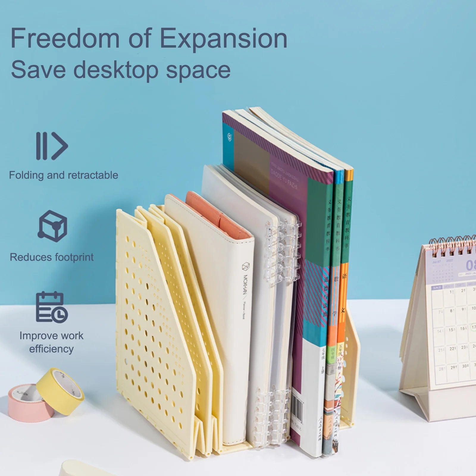 Deli 3/4 Grids Retractable File Holder Desktop Bookends Desk Organizer Magazine File Organizer Creative DIY Book Organizer - Checkouts USA