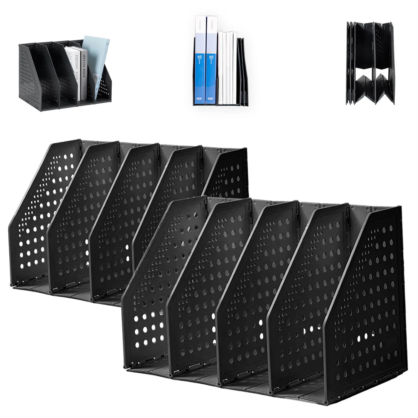 Deli 3/4 Grids Retractable File Holder Desktop Bookends Desk Organizer Magazine File Organizer Creative DIY Book Organizer - Checkouts USA