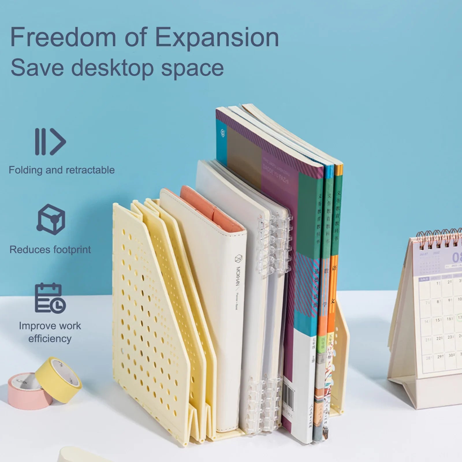 Deli 3/4 Grids Retractable File Holder Desktop Bookends Desk Organizer Magazine File Organizer Creative DIY Book Organizer - Checkouts USA