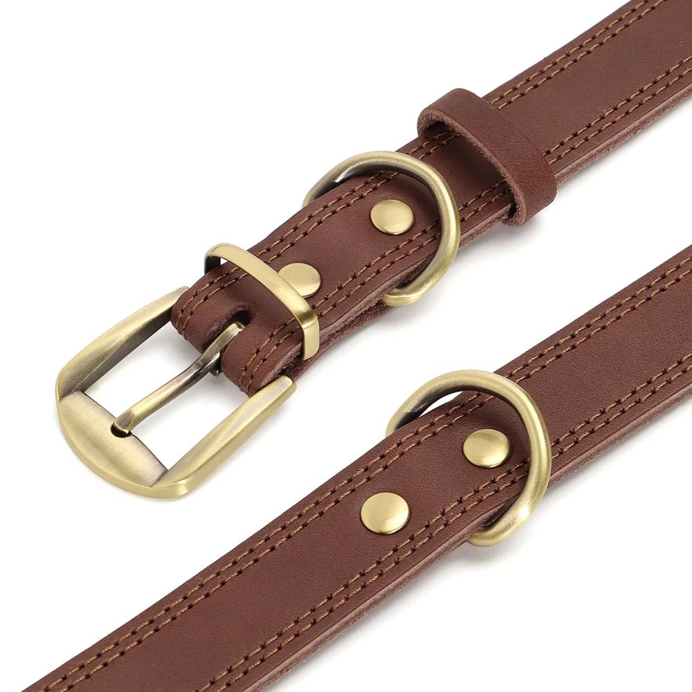 Durable Leather Dog Collar Real Leather Dog Collars Adjustable For Medium Large Dogs German Shepherd Training Hunting Brown - Checkouts UK