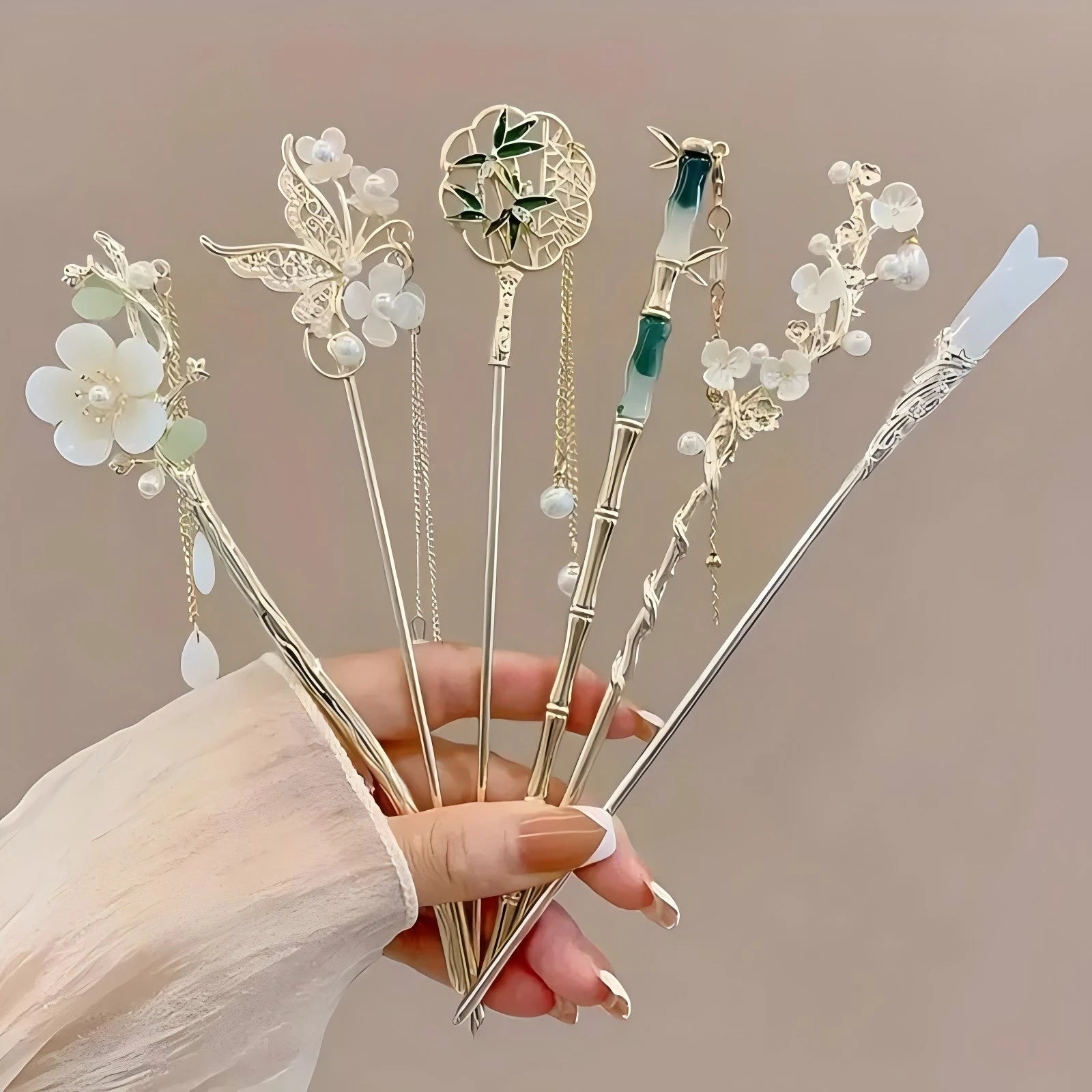 Elegant Chinese Style Hair Clip Tassel Hair Stick Traditional Floral Design Hairstyle Accessory Women Jewelry Hairpin Hairneedle - Checkouts UK
