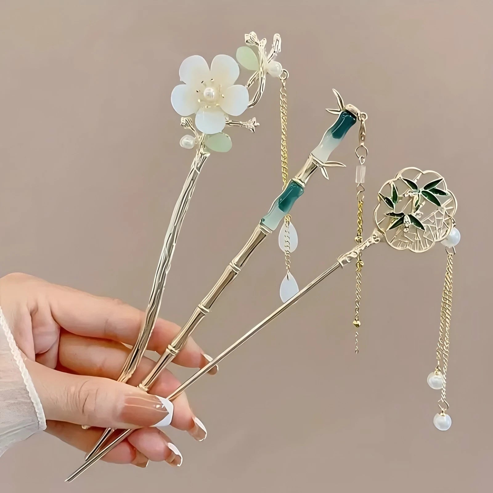 Elegant Chinese Style Hair Clip Tassel Hair Stick Traditional Floral Design Hairstyle Accessory Women Jewelry Hairpin Hairneedle - Checkouts UK