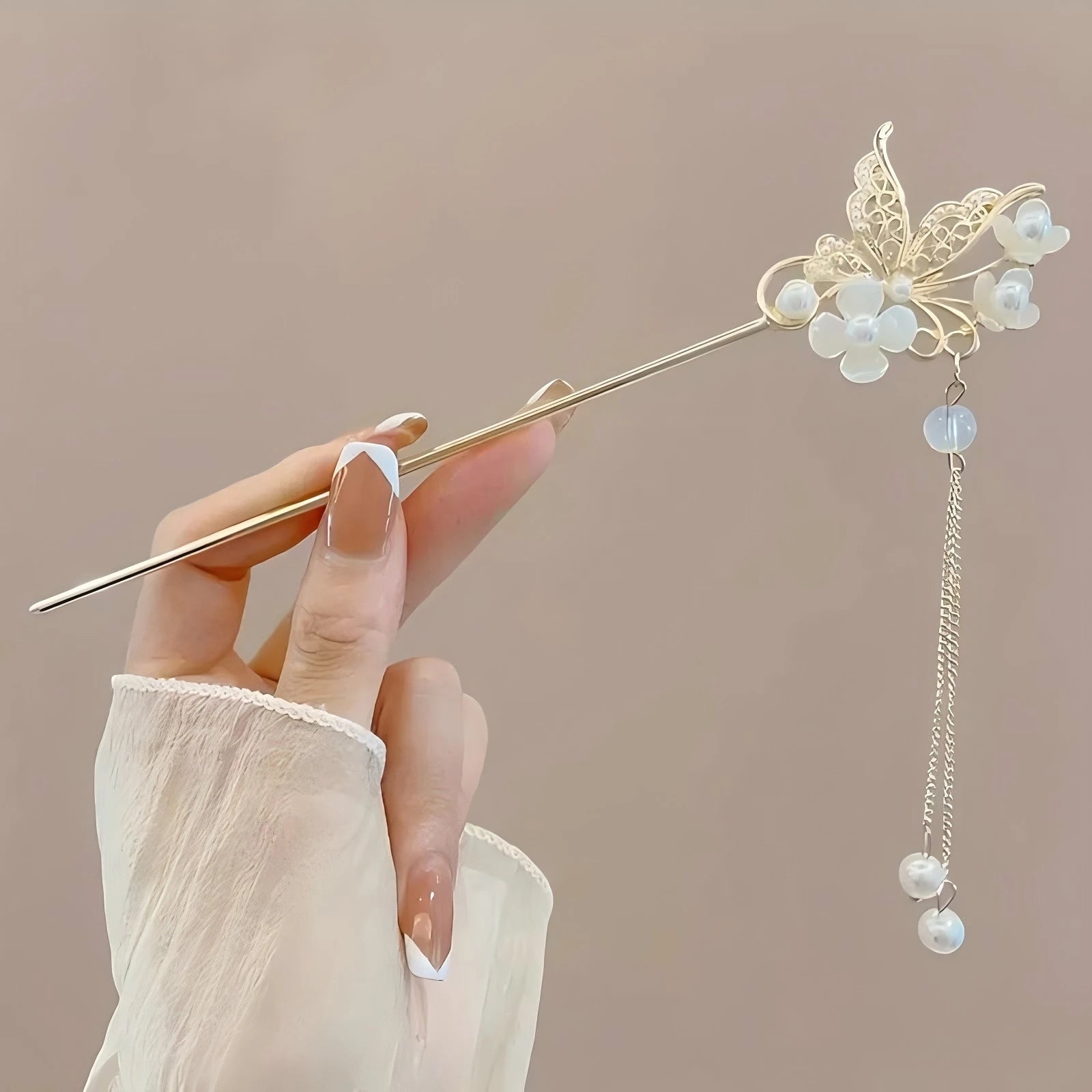 Elegant Chinese Style Hair Clip Tassel Hair Stick Traditional Floral Design Hairstyle Accessory Women Jewelry Hairpin Hairneedle - Checkouts UK