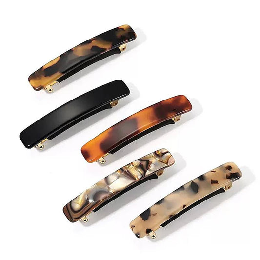 Elegant Leopard Hair Clips Acetate Vintage French Hairpin Colorful Geometric Marble Spring Clips Simple Fashion Hair Accessories - Checkouts UK