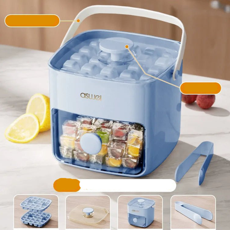 Extra - Large 48 - Ice Cube Maker with Easy Glide Double Layer Food - Grade Tray for Refrigerator Perfect for Whiskey & Cocktails - Checkouts UK