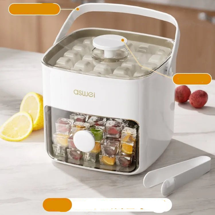 Extra - Large 48 - Ice Cube Maker with Easy Glide Double Layer Food - Grade Tray for Refrigerator Perfect for Whiskey & Cocktails - Checkouts UK