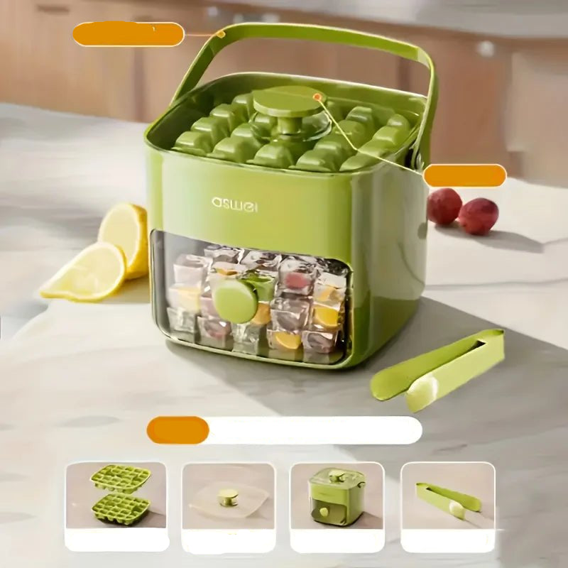 Extra - Large 48 - Ice Cube Maker with Easy Glide Double Layer Food - Grade Tray for Refrigerator Perfect for Whiskey & Cocktails - Checkouts UK