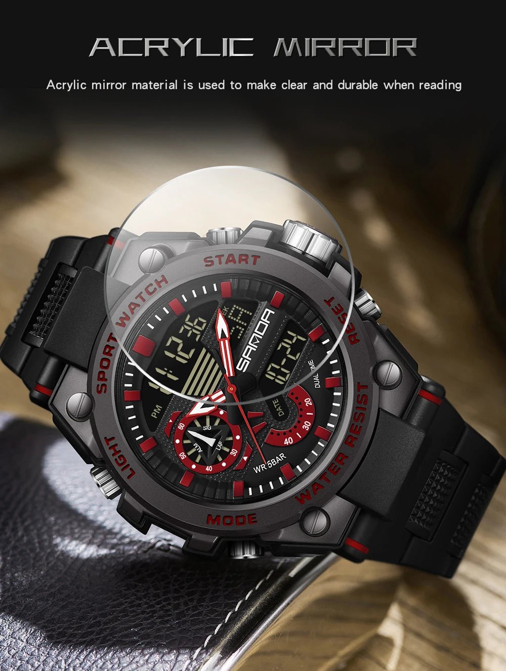 Fashion Dual Display Men's Electronic Watch Military Outdoor Sports Stopwatch Alarm Clock LED Analog Digital Men Watch - Checkouts USA