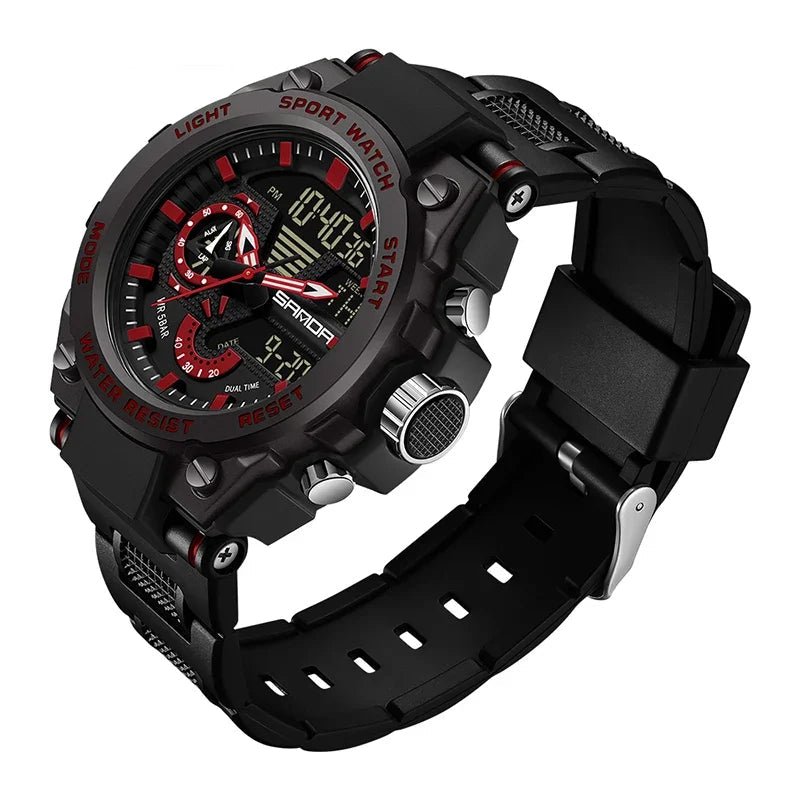 Fashion Dual Display Men's Electronic Watch Military Outdoor Sports Stopwatch Alarm Clock LED Analog Digital Men Watch - Checkouts USA