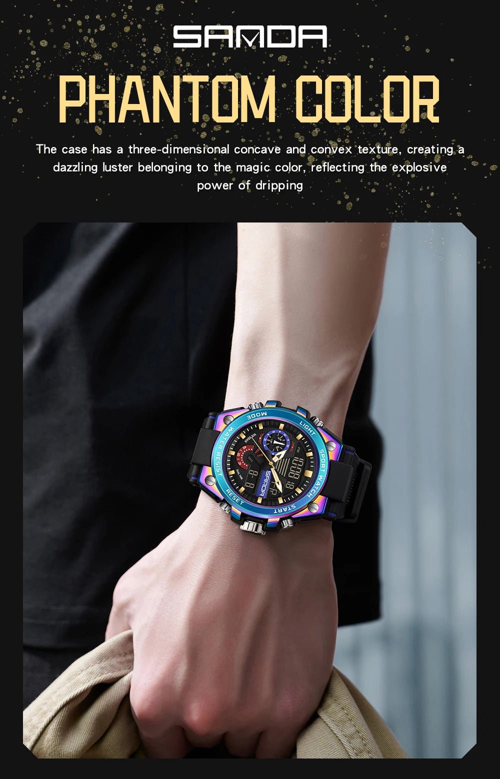 Fashion Dual Display Men's Electronic Watch Military Outdoor Sports Stopwatch Alarm Clock LED Analog Digital Men Watch - Checkouts USA