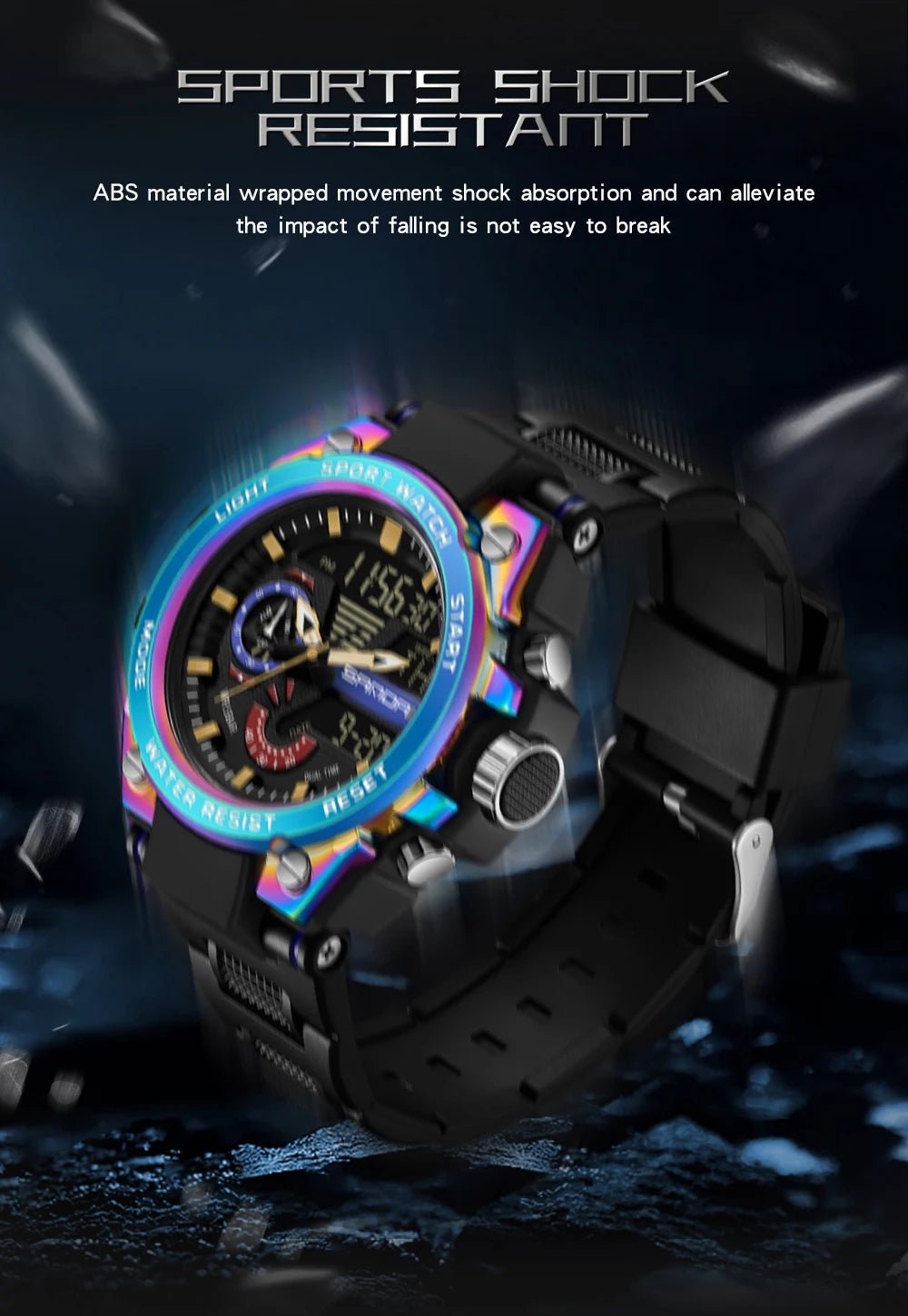Fashion Dual Display Men's Electronic Watch Military Outdoor Sports Stopwatch Alarm Clock LED Analog Digital Men Watch - Checkouts USA