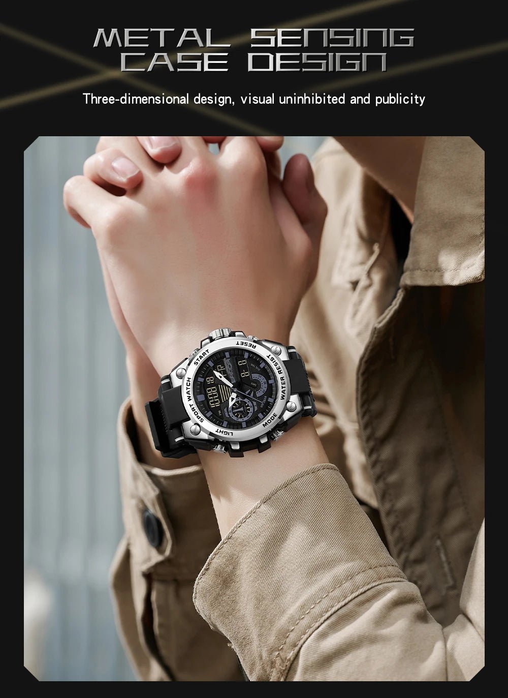 Fashion Dual Display Men's Electronic Watch Military Outdoor Sports Stopwatch Alarm Clock LED Analog Digital Men Watch - Checkouts USA