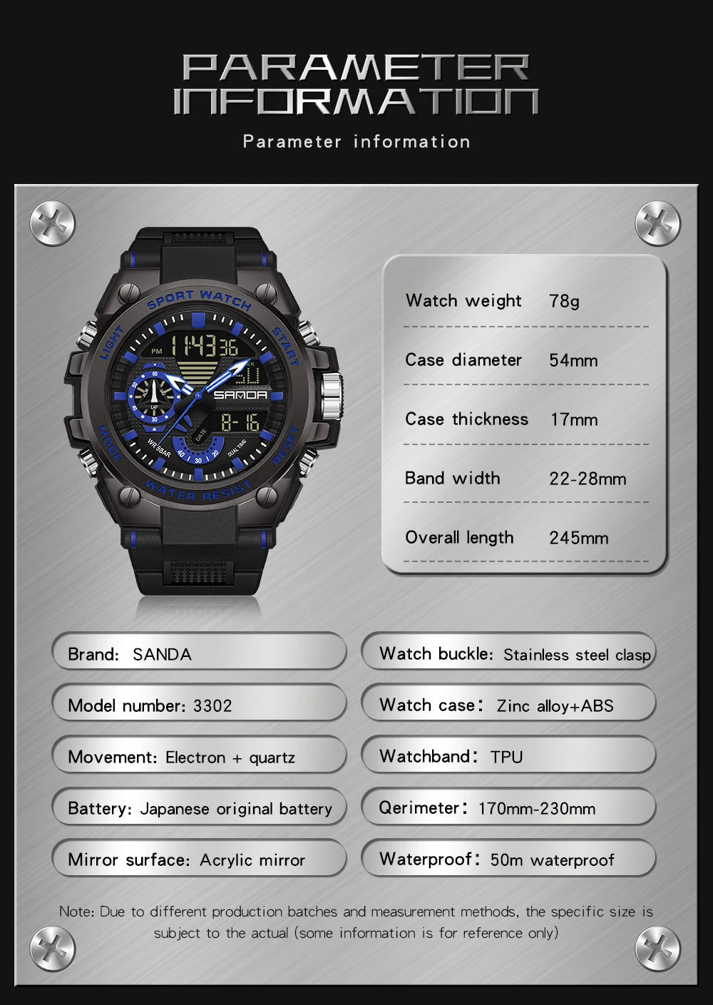 Fashion Dual Display Men's Electronic Watch Military Outdoor Sports Stopwatch Alarm Clock LED Analog Digital Men Watch - Checkouts USA