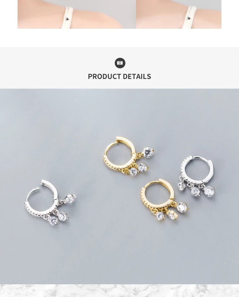 Fashion Luminous CZ Elegant Hoop Earring for Women Sterling Silver 925 Tassel Earring Korea Style Fine Jewelry Brincos - Checkouts USA