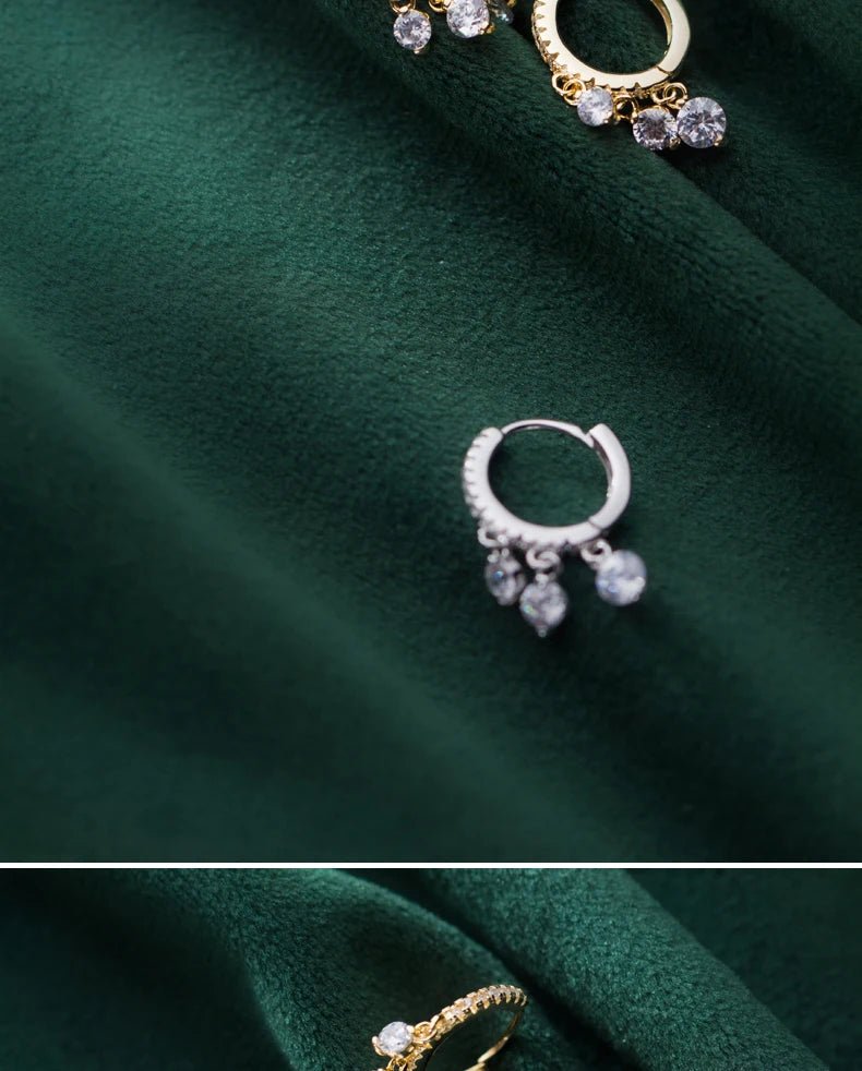 Fashion Luminous CZ Elegant Hoop Earring for Women Sterling Silver 925 Tassel Earring Korea Style Fine Jewelry Brincos - Checkouts USA