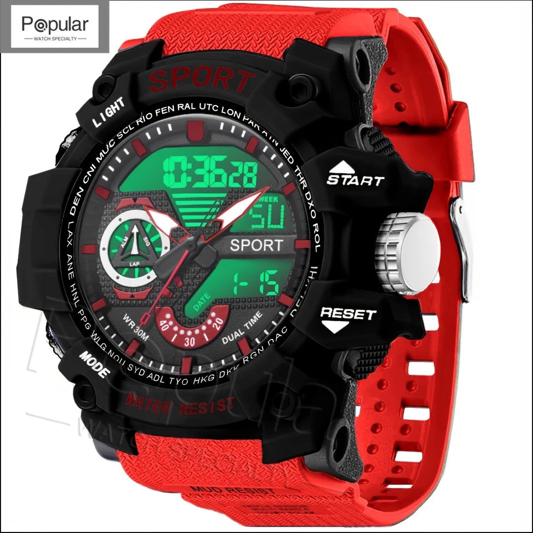 Fashion Sport Watches Men Shock Resistant Wristwatch LED Alarm Stopwatch Clock Military Men Watch - Checkouts USA