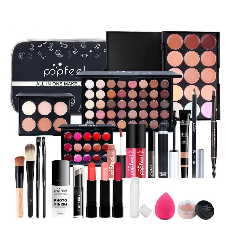 Full Makeup Set Lipstick Eyeshadow Eyeliner Highlight Korean Cosmetics Kit Make - up for women Makeup Puff Eyebrow Pencil - Checkouts UK
