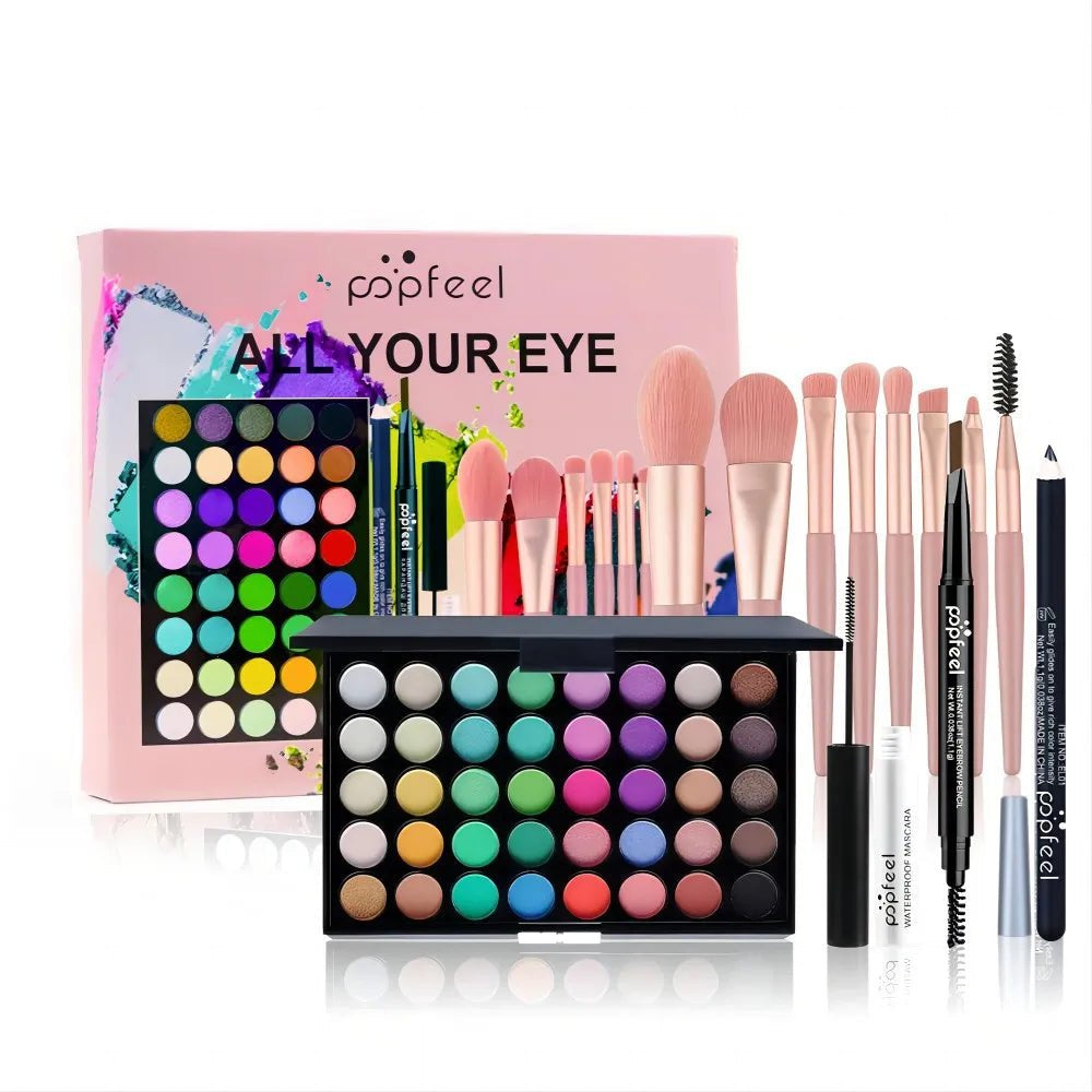 Full Makeup Set Lipstick Eyeshadow Eyeliner Highlight Korean Cosmetics Kit Make - up for women Makeup Puff Eyebrow Pencil - Checkouts UK