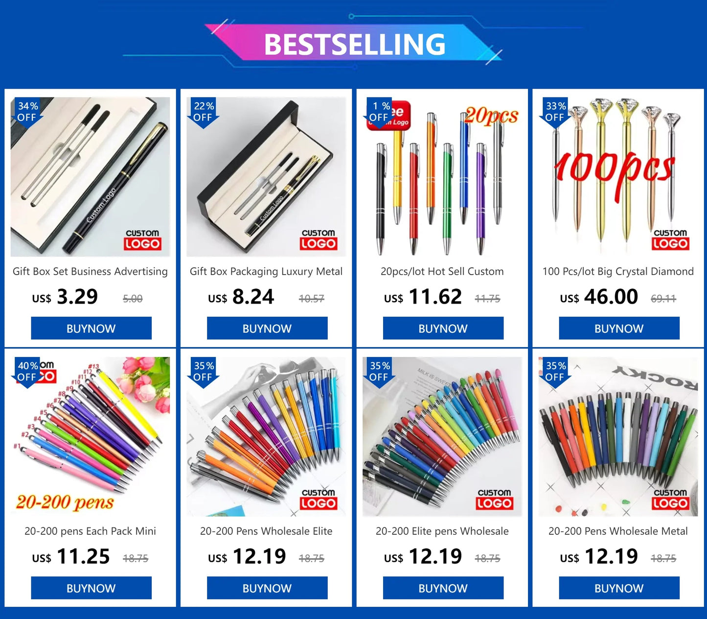 Gift Box Packaging Luxury Metal Ballpoint Pens School Business Office Signature Roller Pen Student Stationery Supplies Writing - Checkouts USA
