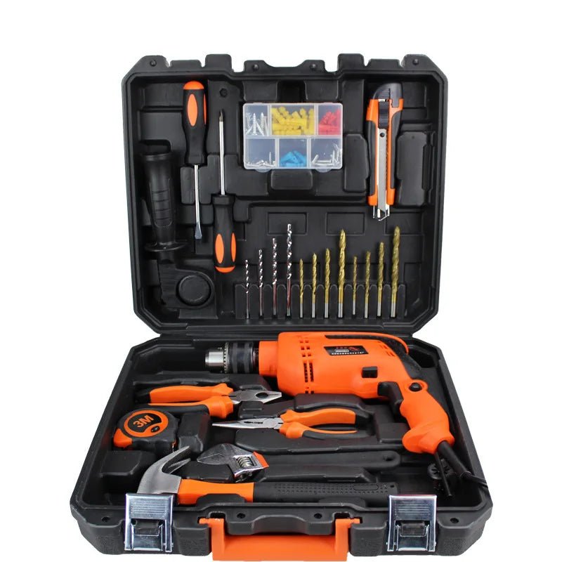 Household Hardware Tools Combination Set Car Maintenance Tools Electric Drill Impact Drill Set Toolbox - Checkouts USA